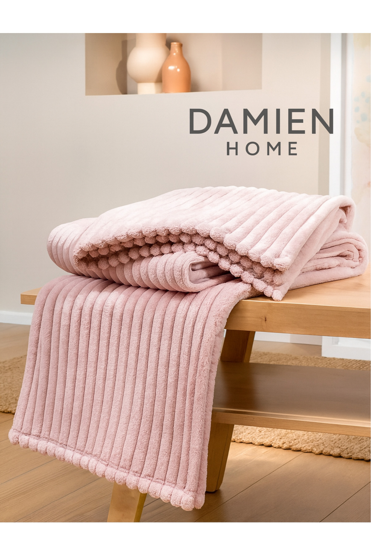 DAMIEN Holly Wellsoft Tv Battaniyesi 140x220 Cm - Pudra Çeyizlik Büyük BOY Misafirlere Uygun Geniş Ferah