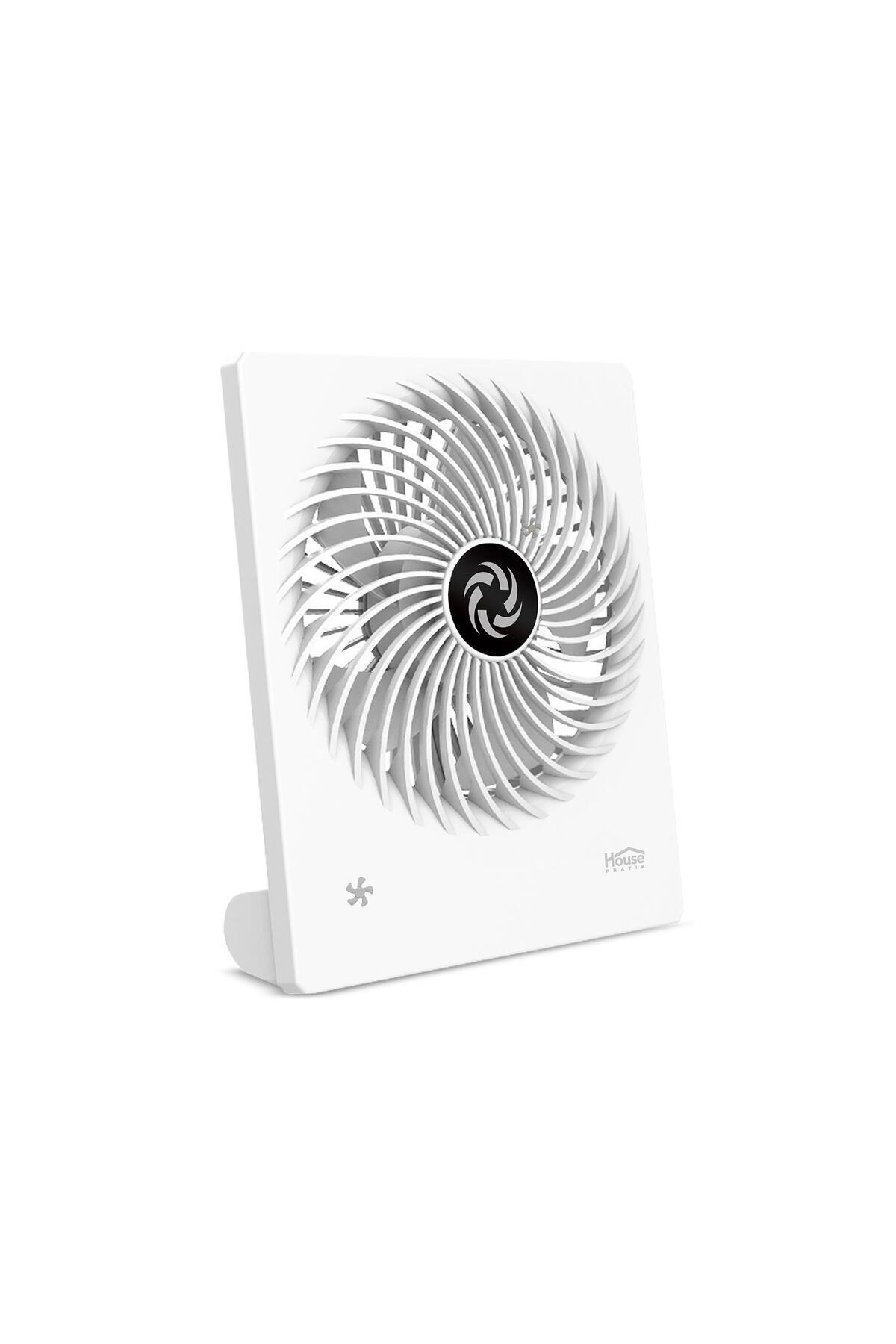 House Pratik House Pratik HP63 Yüksek Performanslı Taşınabilir Şarj Edilebilir 3 Kademeli Masaüstü Fan Beyaz