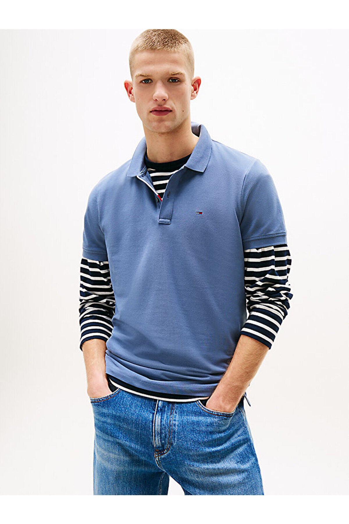 تامی هیلفیگر تی شرت مردانه پولو مدل tjm طرح اسلیم چاکت