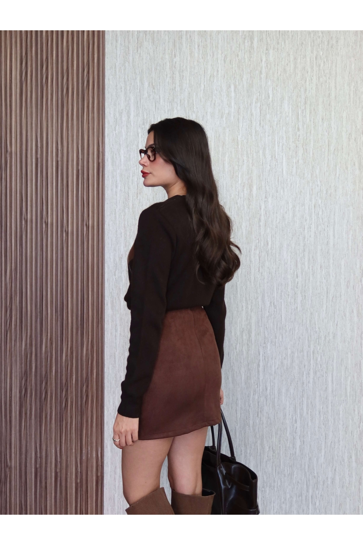 ESRAHELVACI  Bel Lastik Süet Etek - Görsel 6