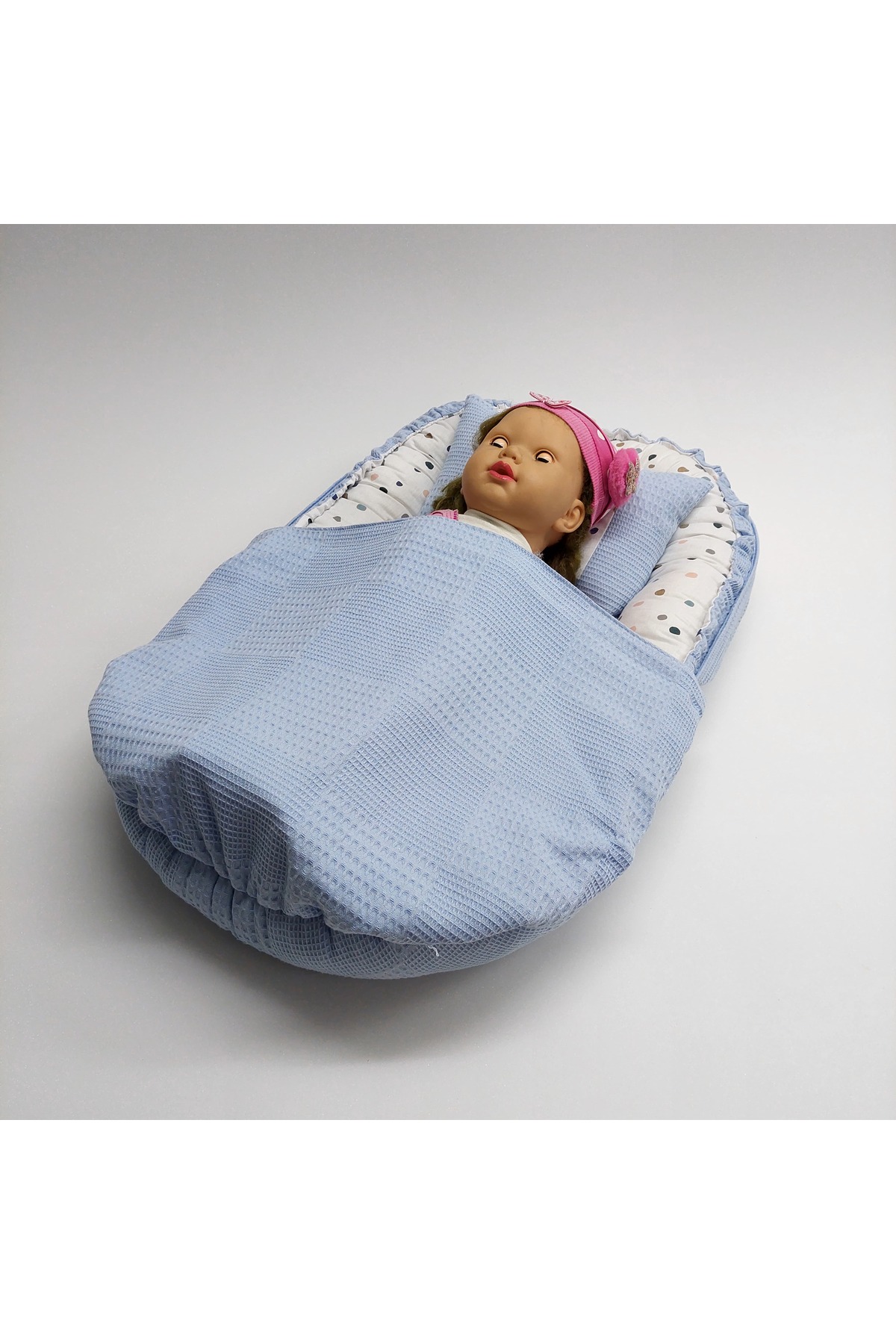 JULYA KİDS Çok Amaçlı BabyNest Pamuk Ve Pike Kumaş Çantali Bebek Çantası Taşınabilir Anne Yanı Yatğı fotoğrafı 2 (önizleme)