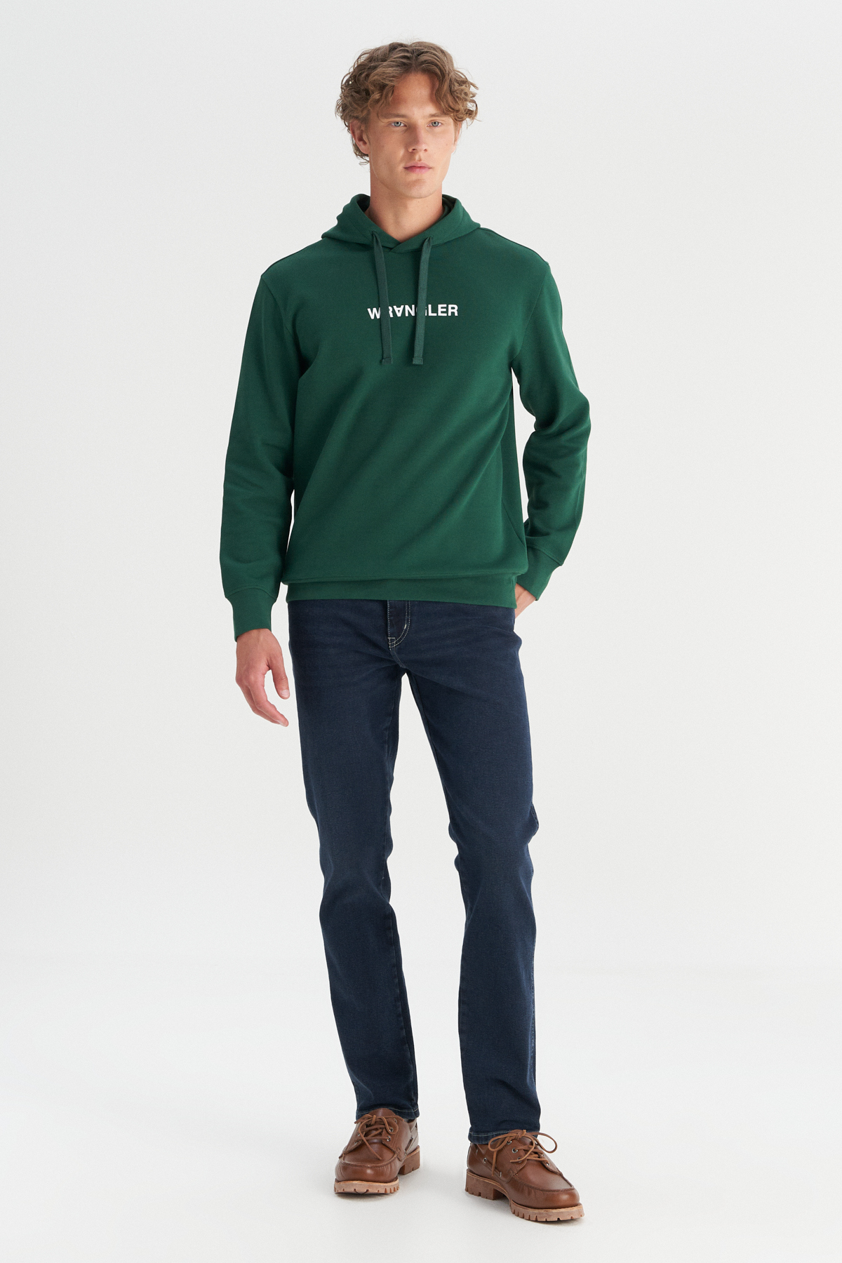 Pamuklu Regular Fit Normal Kesim Kapüşonlu Logo Detaylı Sweatshirt — سبز W2520122 — تصویر 2 از 5