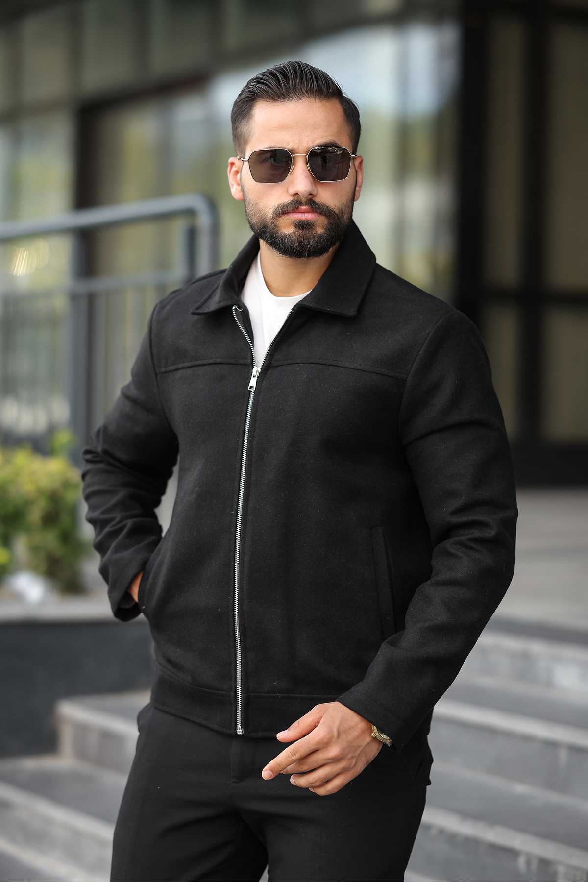 BYzıt  Erkek Oversize Kısa Kaşe Kaban Ceket - Görsel 3