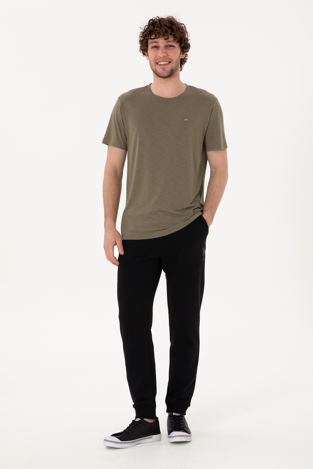 یو اس پولو شلوار بافتنی مردانه هرولد مدل Slim Fit با کمر کشی