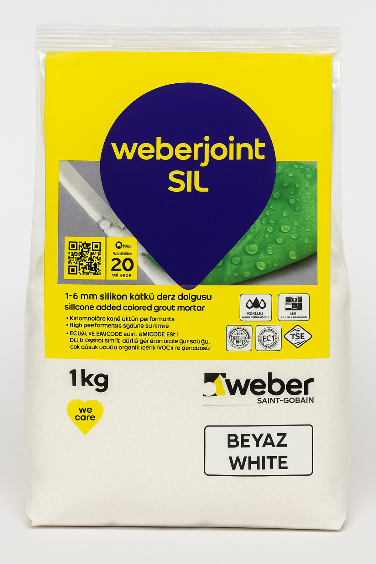 WEBER SİLİKONLU DERZ DOLGU BEYAZ RENK 1 KG