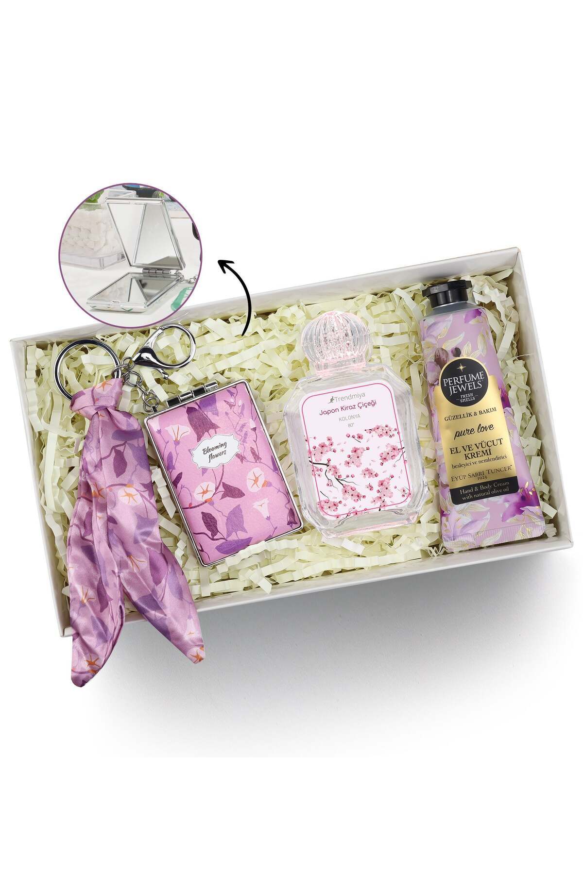 Eyüp Sabri Tuncer El ve Vücut Kremi & Fularlı Çanta Aynası & Kolonyası Hediye Seti