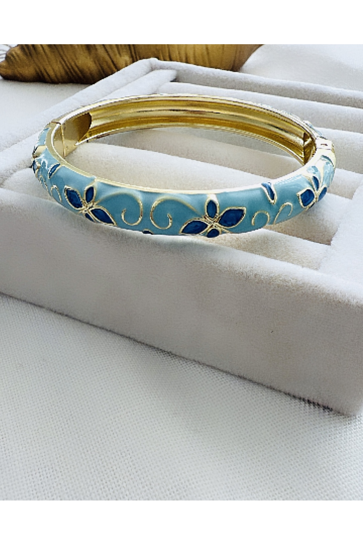 VNS Accessories Vintage Mineli Çiçek Motifli Bilezik Paslanmaz