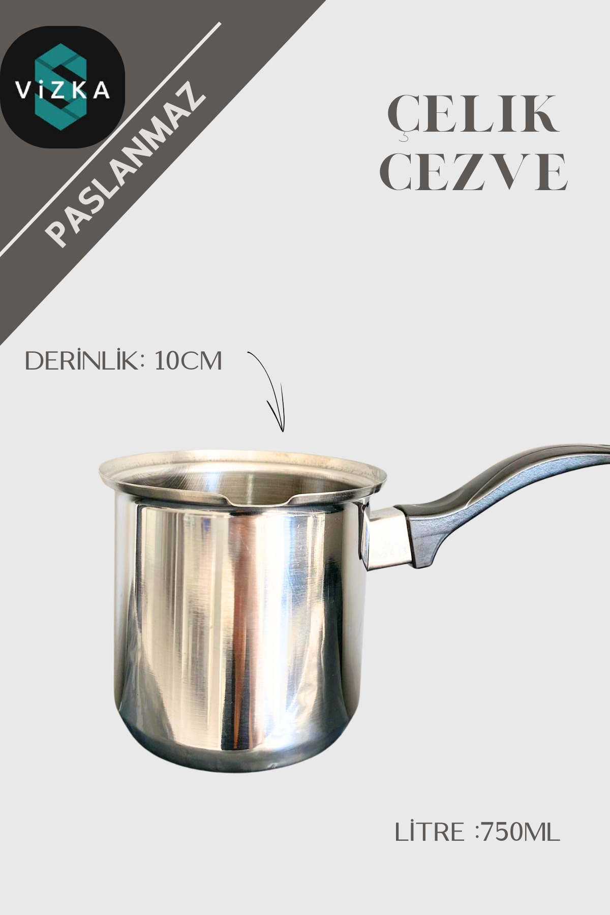 ViZKA Paslanmaz Çelik Cezve 750ml