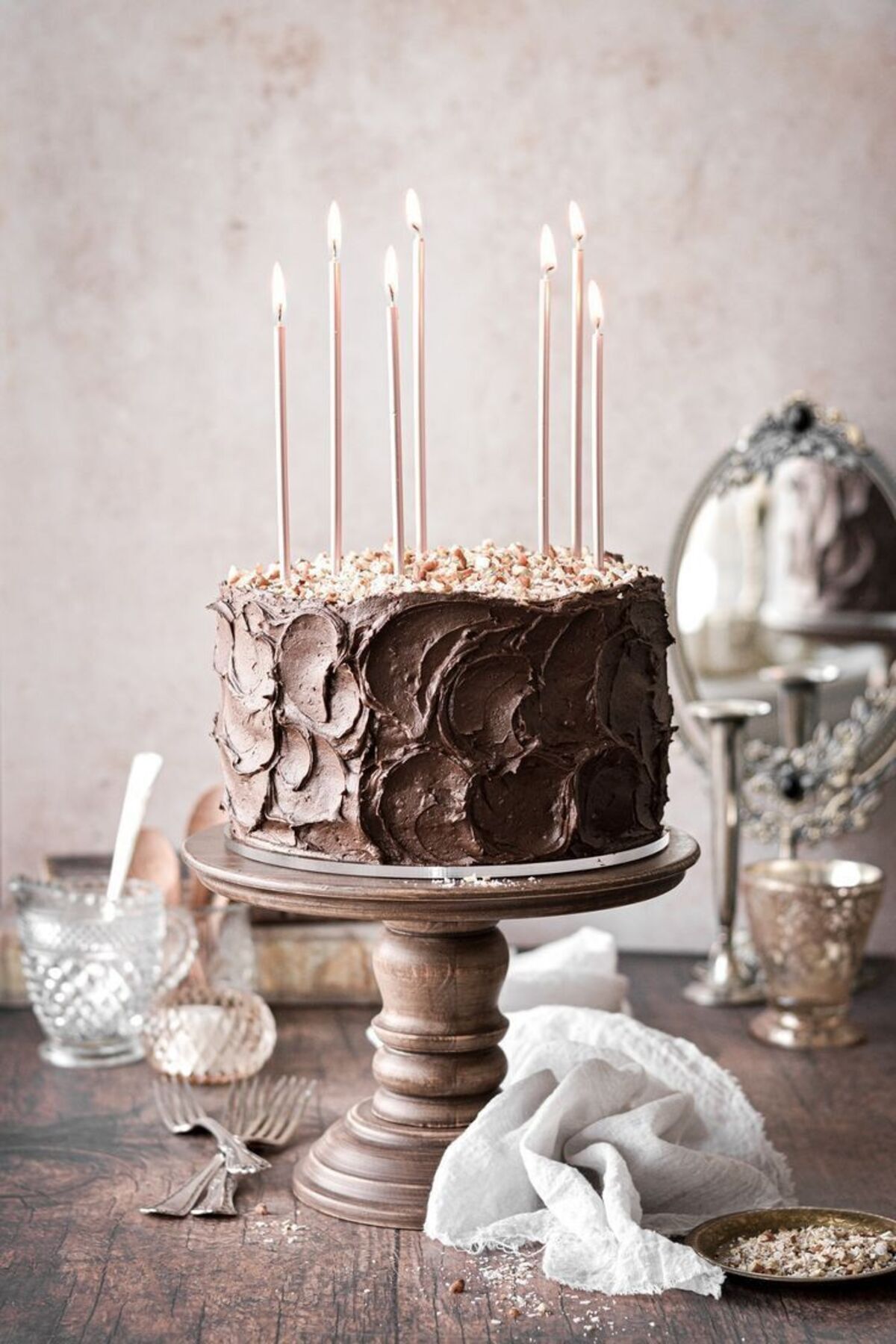 MELT PASTRY Pasta Mumu 20 Cm Metalik Gümüş Gri Renk Çubuk Mum Uzun 6 Adet