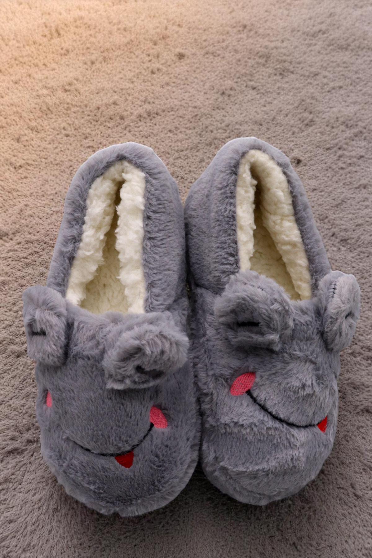 HFKY Unisex Kurbağa Model Panduf. Kaydırmaz Taban İçi Tüylü Panduf. görsel 2