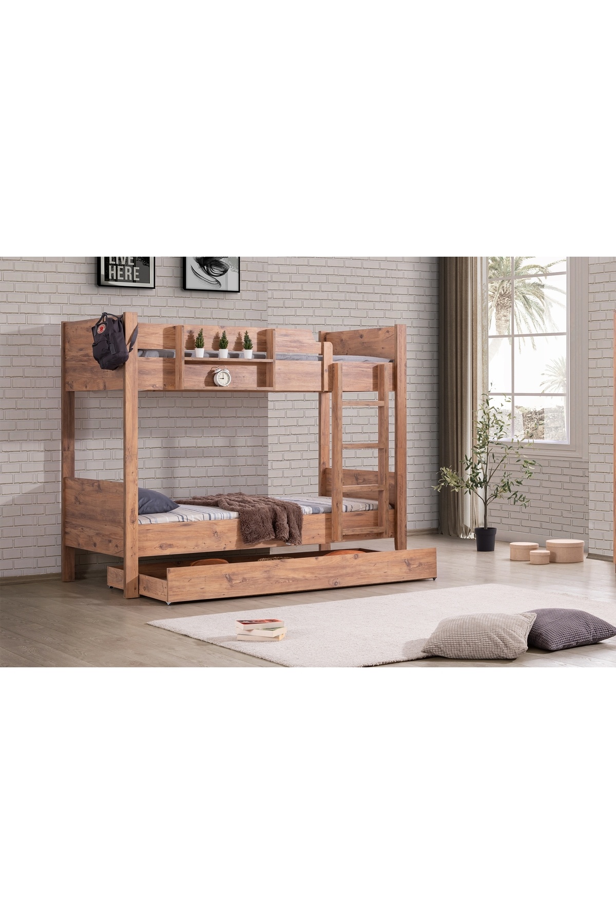 Vivense ASYA AYRILABİLİR YAVRULU RANZA, CEVİZ, 90X190