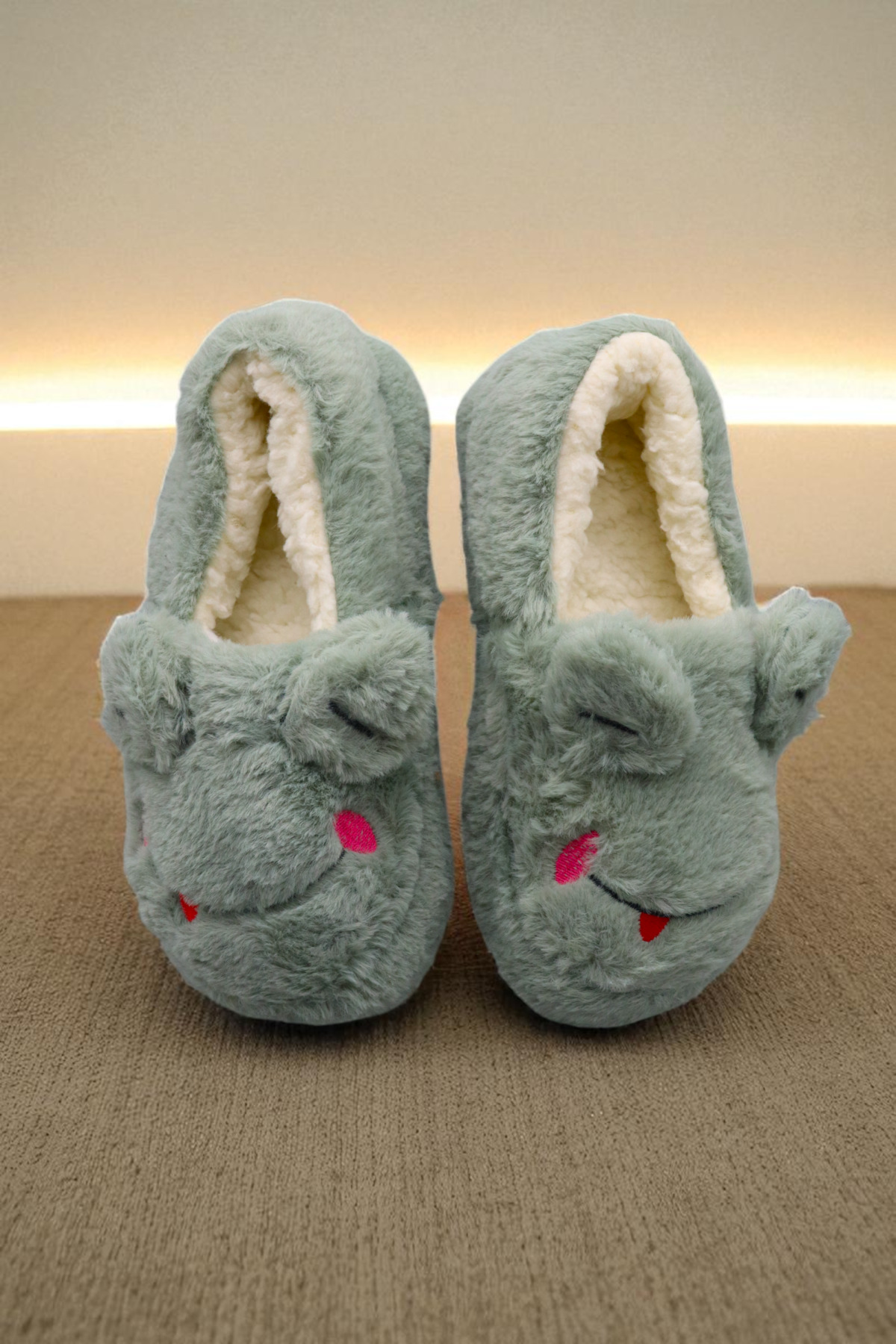 HFKY Unisex Kurbağa Model Panduf. Kaydırmaz Taban İçi Tüylü Panduf. görsel 7
