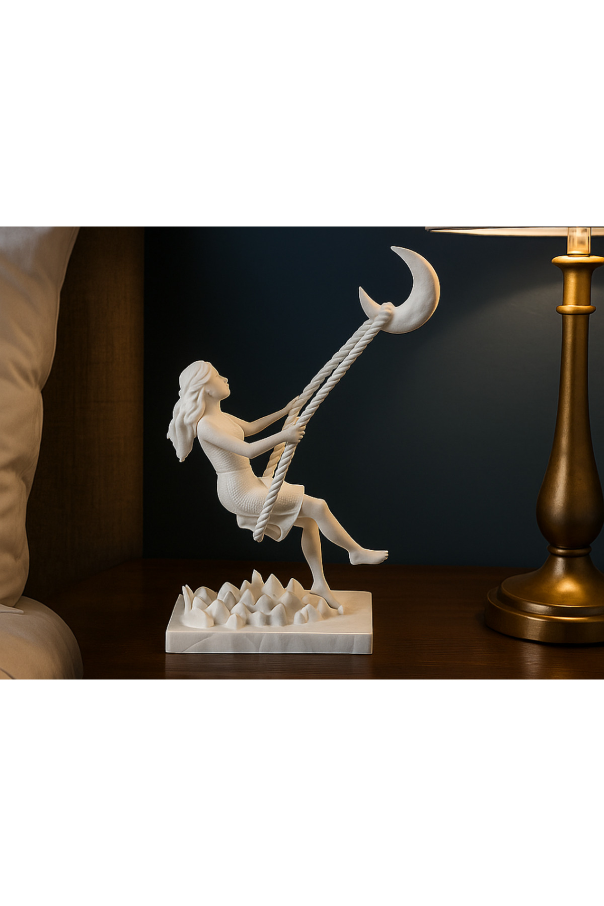 Ay Sallanan Heykel – 3D Baskı Sanatsal Dekoratif Biblo (20 cm)