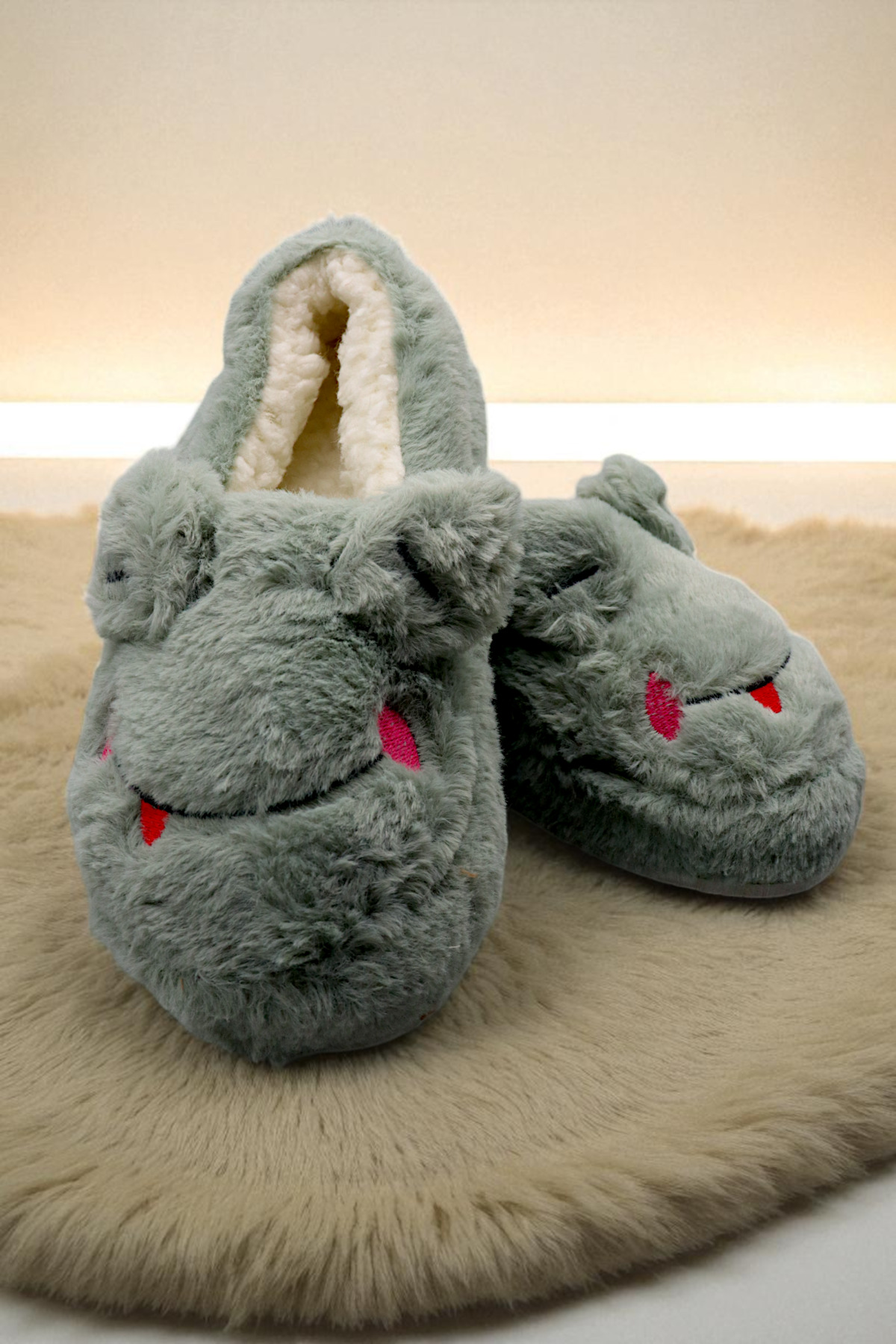 HFKY Unisex Kurbağa Model Panduf. Kaydırmaz Taban İçi Tüylü Panduf. görsel 3
