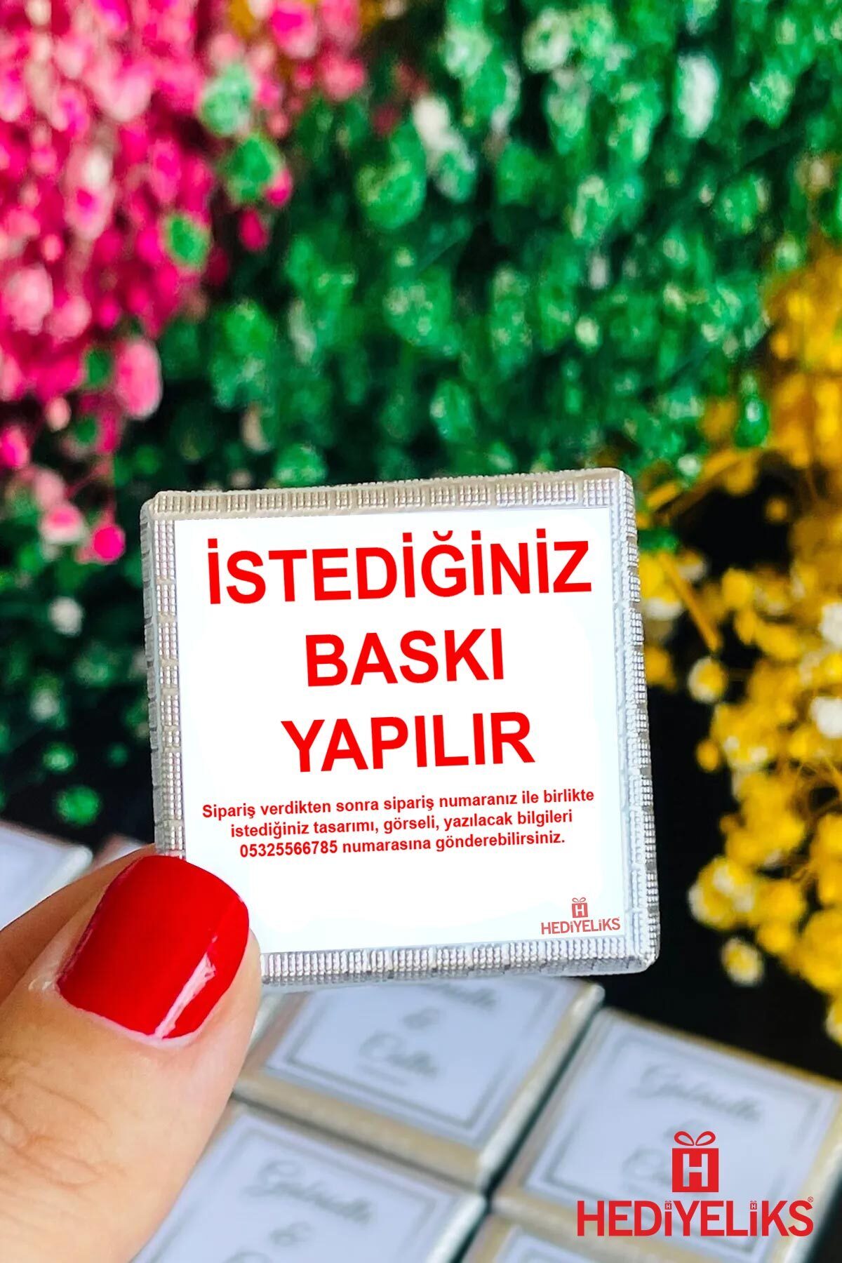 HEDİYELİKS Madlen Çikolata Etiketi Kişiye Özel Baskılı Nişan - Kına - Düğün - Söz - Firma 35x35mm 30 Adet