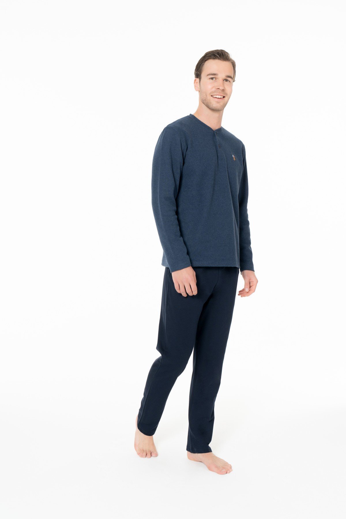 ست پیژامه و لباس خواب مردانه یقه دکمه دار | یو اس پولو U.S. Polo Assn. USP18966 TR - تصویر 3
