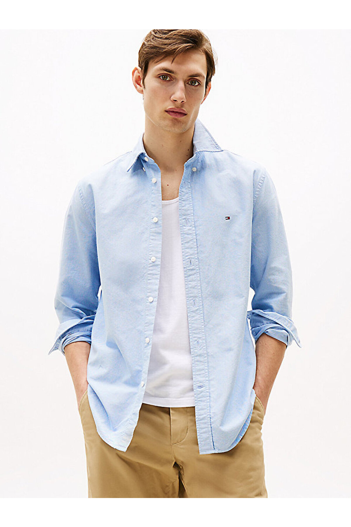 تامی هیلفیگر پیراهن مردانه طرح Solid Heritage Oxford