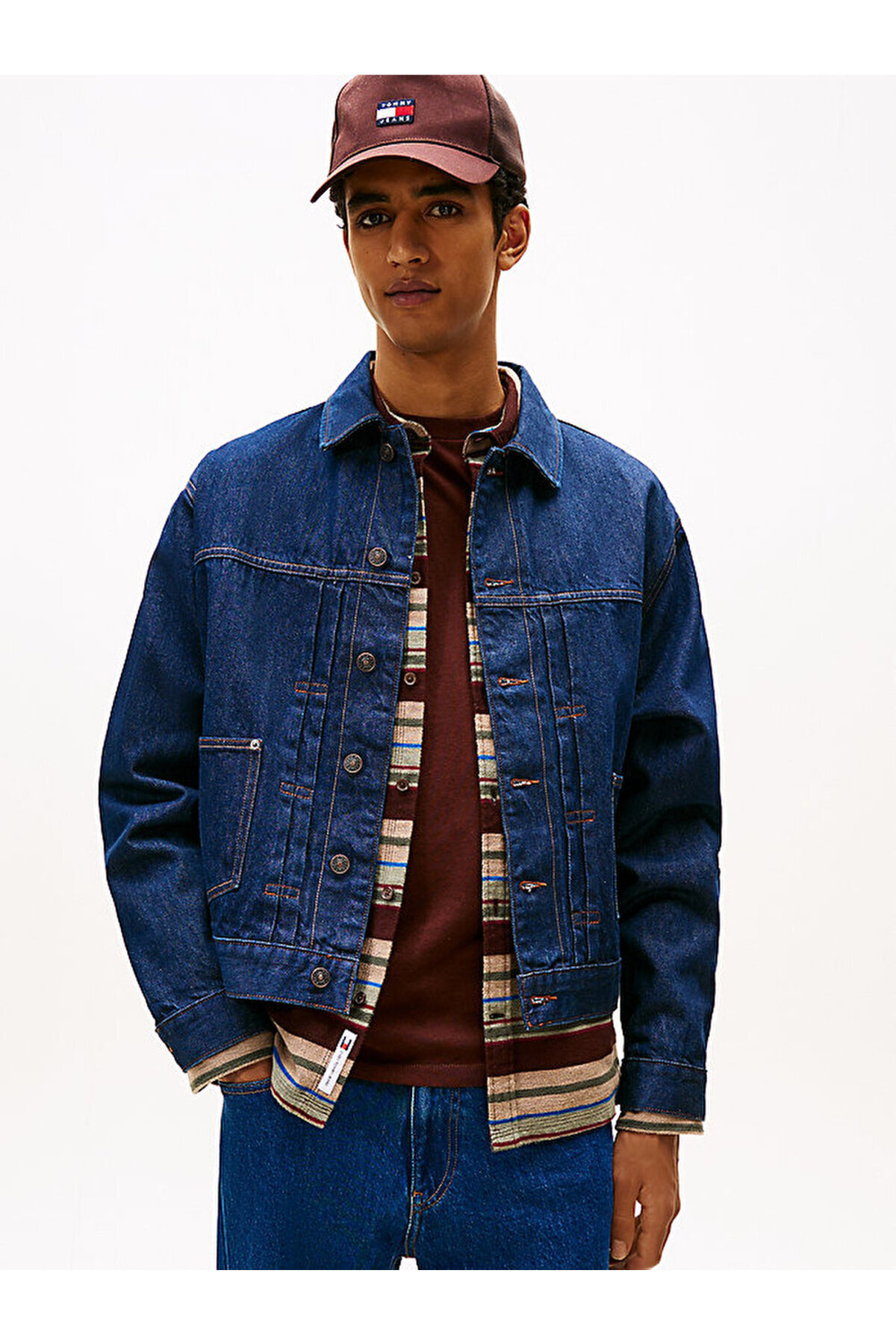 تامی هیلفیگر ژاکت جین پلیسه دار مخصوص کامیون داران مردانه