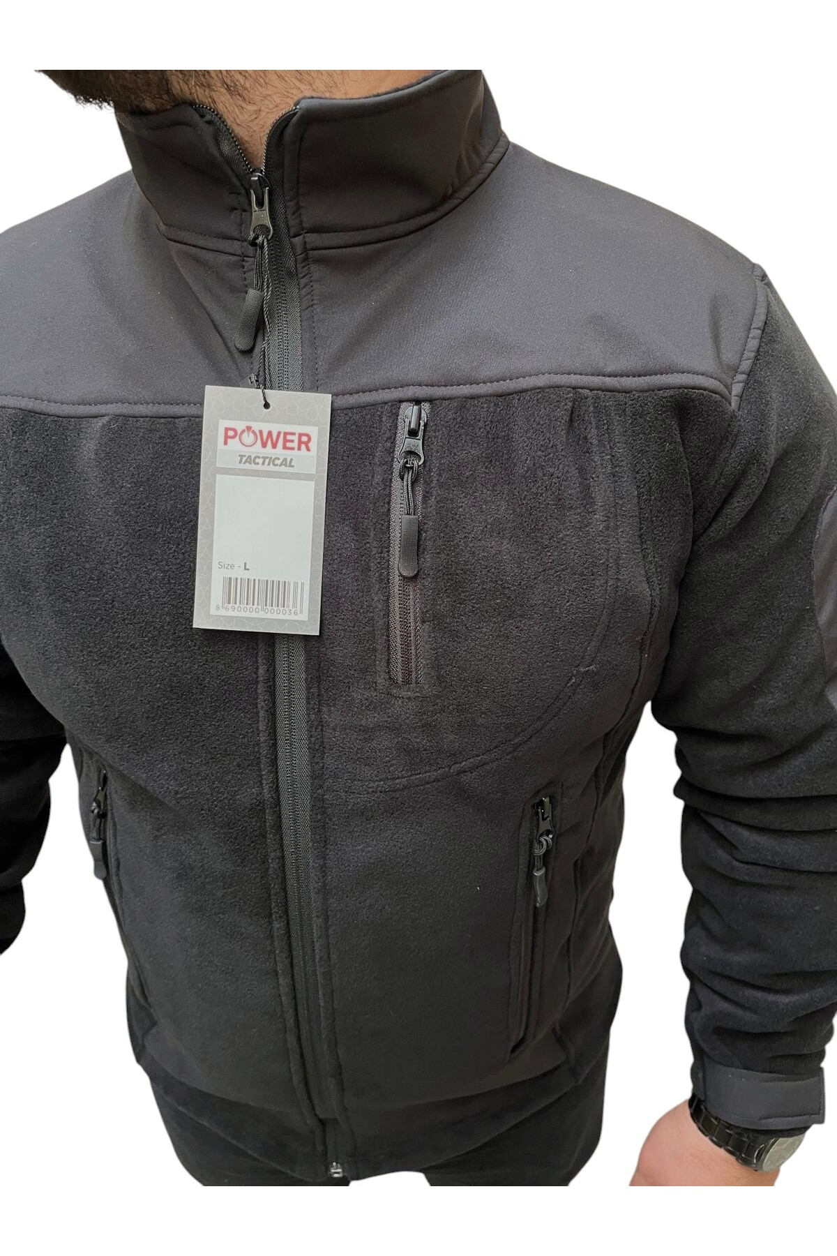 Taktik Çok Cepli Polar Mont Shoftshel Detaylı Siyah Renk — مشکی SYHPLR0001 — تصویر 6 از 6