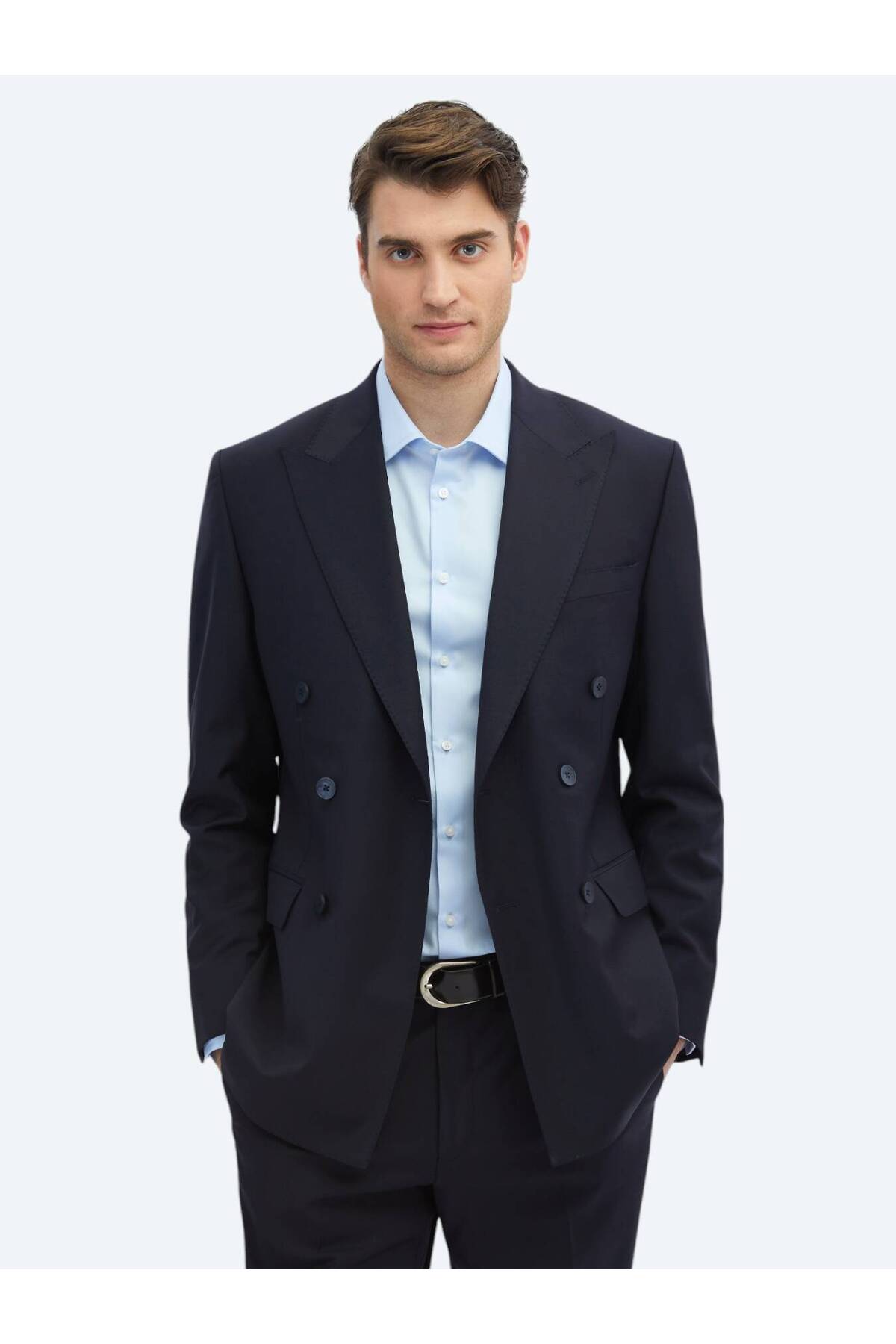 کت و شلوار پشمی ساده مدرن سرمه‌ای سرمه‌ای Kip