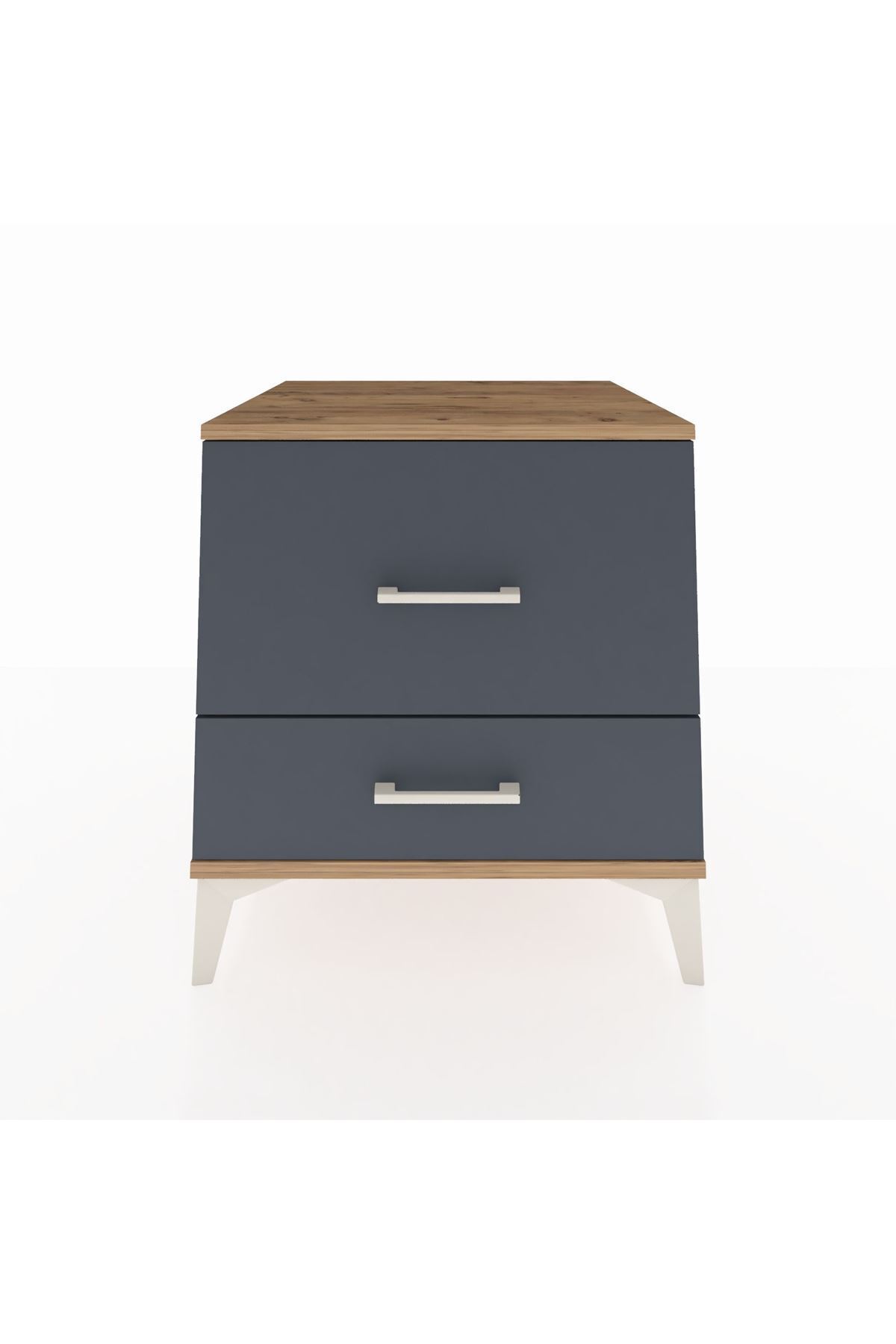 Dienni Kronos Komodin 2 Çekmeceli 60x59x64 Çam-Antrasit