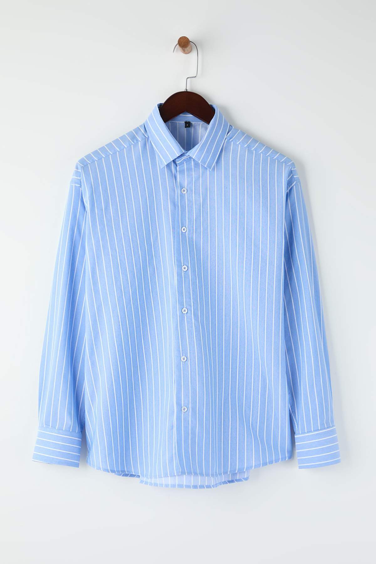 Trendyolmilla  Mavi Regular Fit Çizgili Erkek Gömlek TMNAW26GO00026 - Görsel 4