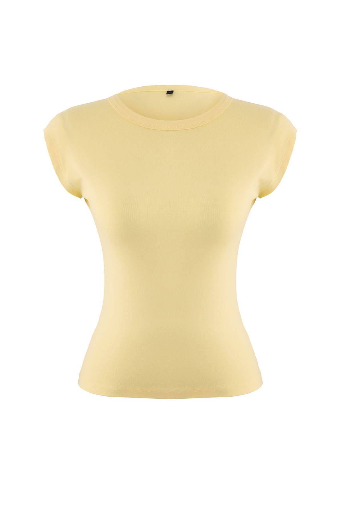 Trendyolmilla  Açık Sarı Viskoz/Yumuşak Kumaş Fitted/Vücuda Oturan Ay Kol Esnek Örme Bluz TWOSS23BZ00992 - Görsel 6