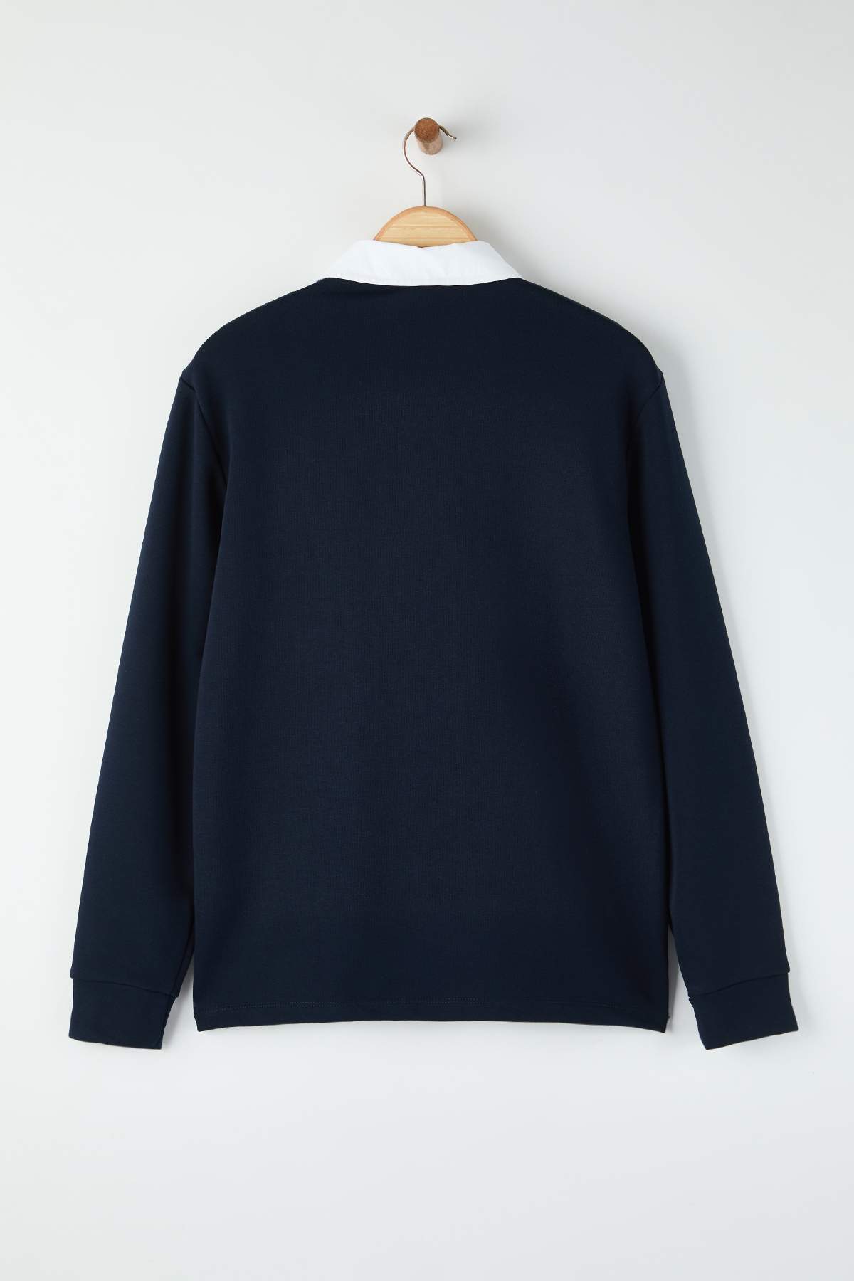 Trendyolmilla  Lacivert Yeni Oversize/Geniş Kesim Yakası Dokuma Polo Yaka Sweatshirt TMNAW26SW00012 - Görsel 8