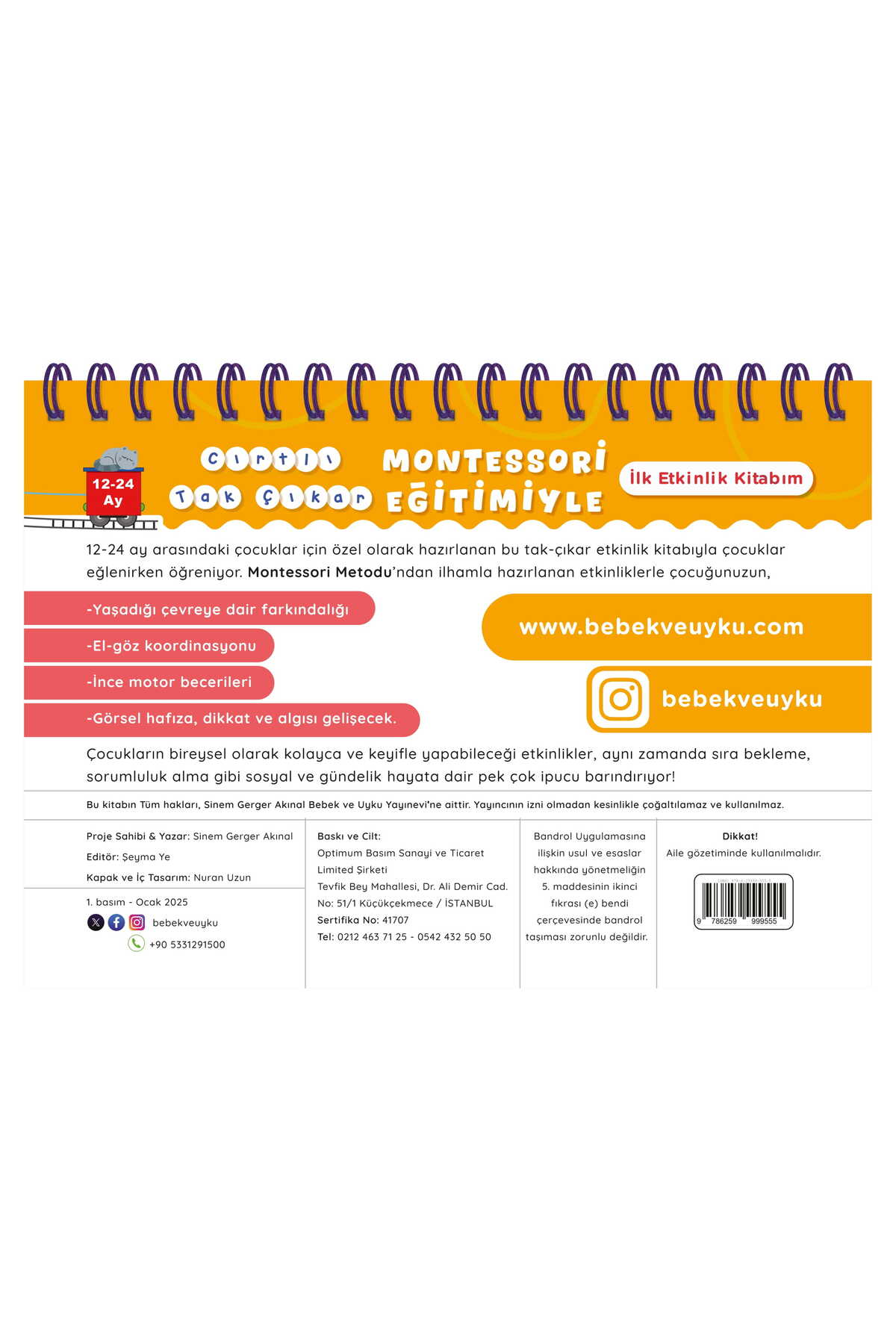 bebek ve uyku Cırtlı Tak Çıkar Montessori Eğitimiyle İlk Etkinlik Kitabım fotoğrafı 5 (önizleme)
