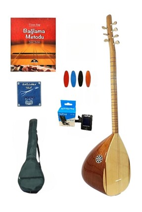 Sazhane Uzun Sap Başlangıç Düzeyi Bağlama Seti (Kılıf-Tel-Tezene-Tuner-Metot)