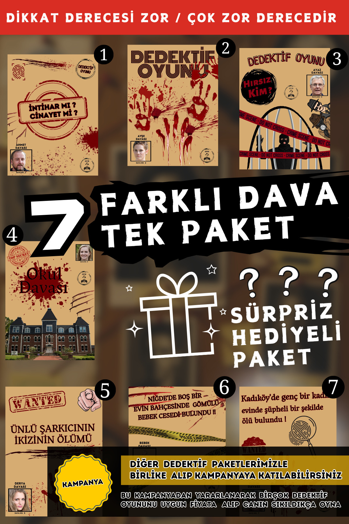 Suçlu Kim Dedektiflik Suç Çözümleme-suçluyu Bulma-dedektif Oyunu-cinayet Çözme-dedektif Oyunu-kutu Oyunu-7'li.