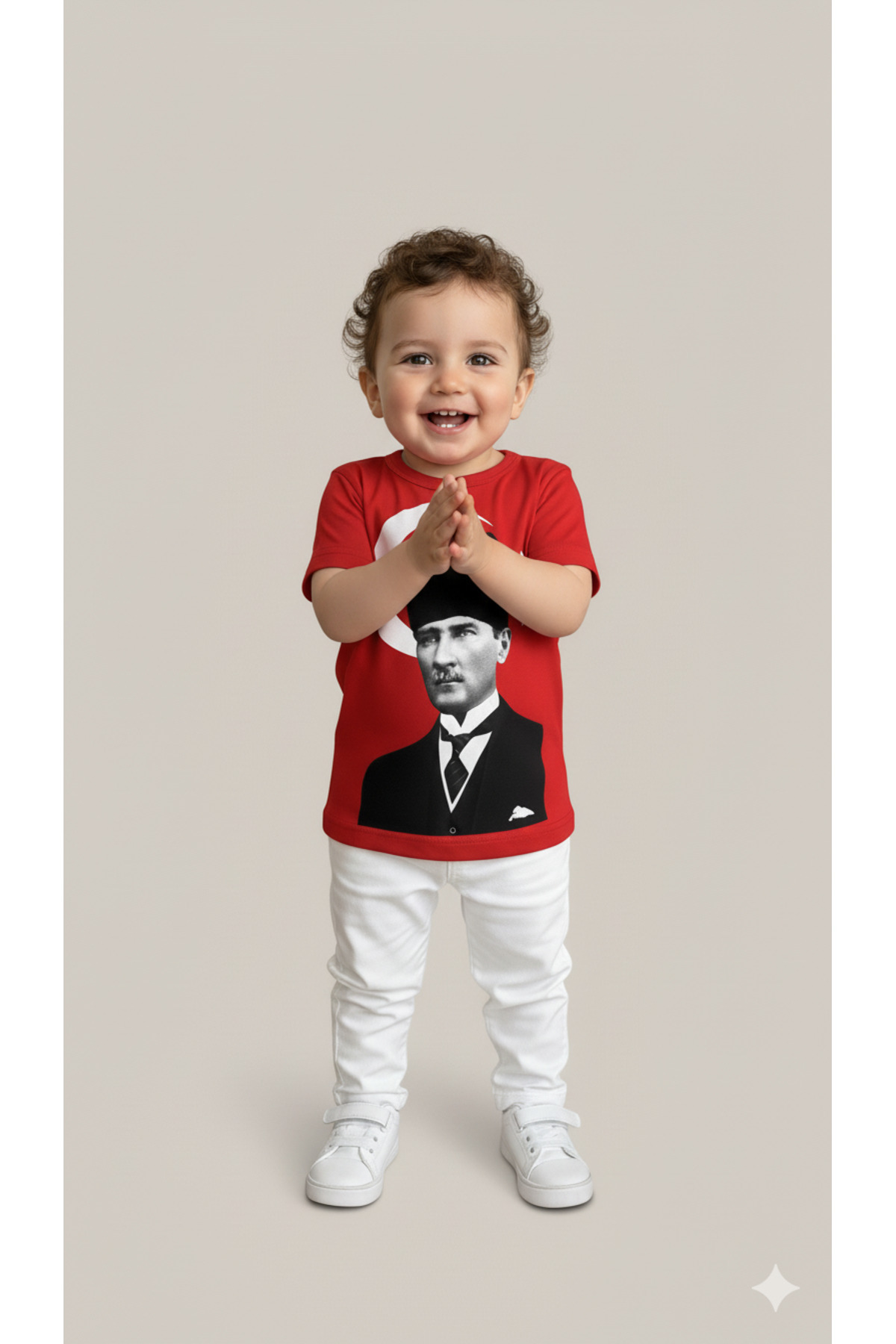Sibel Günay Butik Atatürk Baskılı Türk Bayraklı Bebek Tişört | %100 Pamuk fotoğrafı 3 (önizleme)