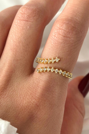 Leo'Stone Yeni Sezon Su Yolu Tasarım Yarum Tur Zirkon Taşlı Kadın Yüzük