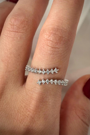 Leo'Stone Yeni Sezon Su Yolu Tasarım Yarum Tur Zirkon Taşlı Kadın Yüzük