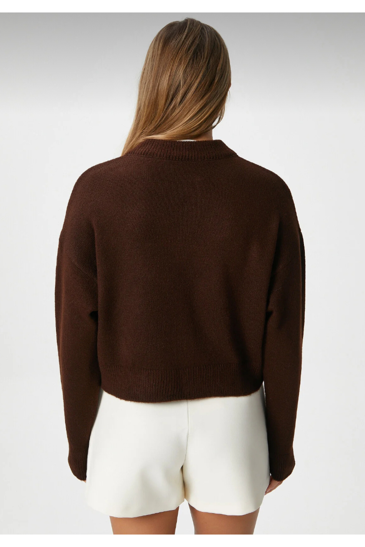 LUSHİGO  Kadın Crop Örgü Hırka - Görsel 2