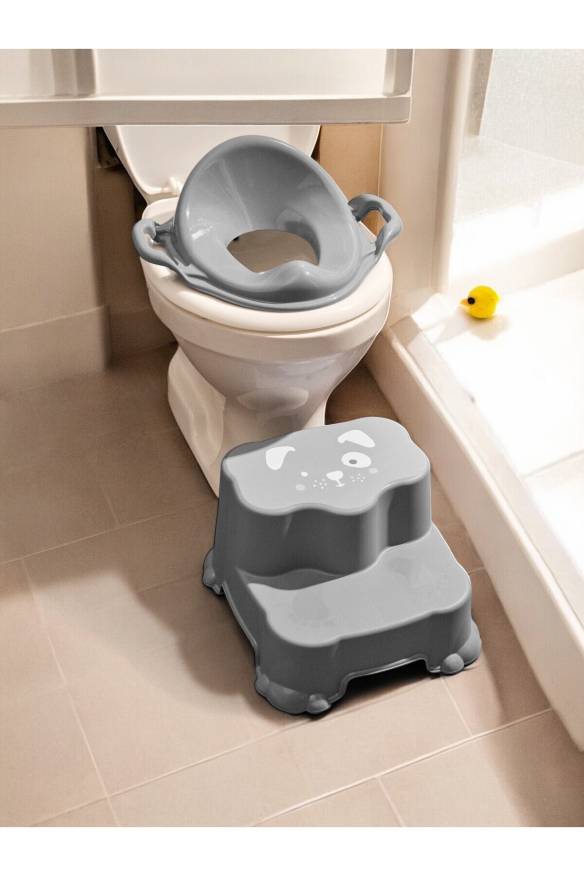 PONÇİK STORE Kaydırmaz Çocuk Taburesi Çift Basamaklı, Çocuk Banyo Lavabo Basamağı 2li Set fotoğrafı 7 (önizleme)