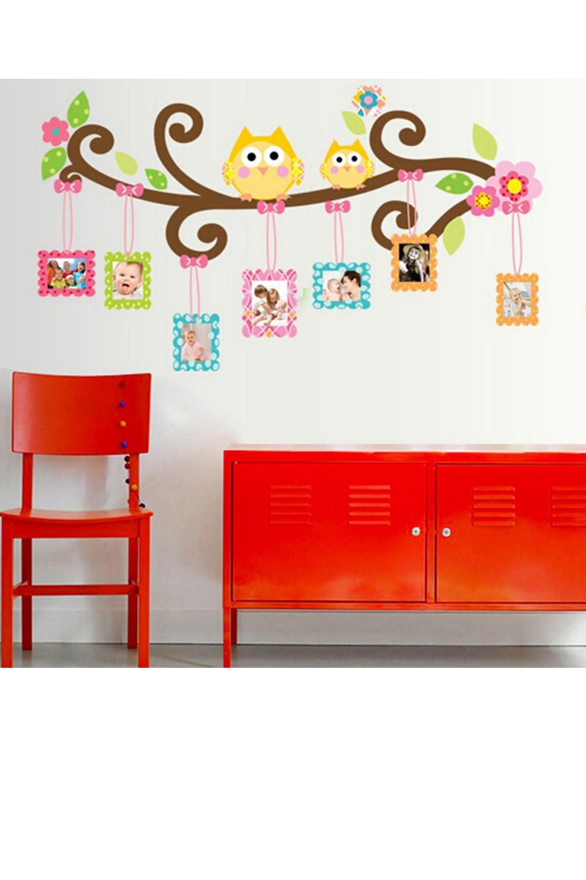 KT Decor Neşeli Baykuşlar Fotoğraf Albümü Çocuk Odası Duvar Sticker Set fotoğrafı 4 (önizleme)
