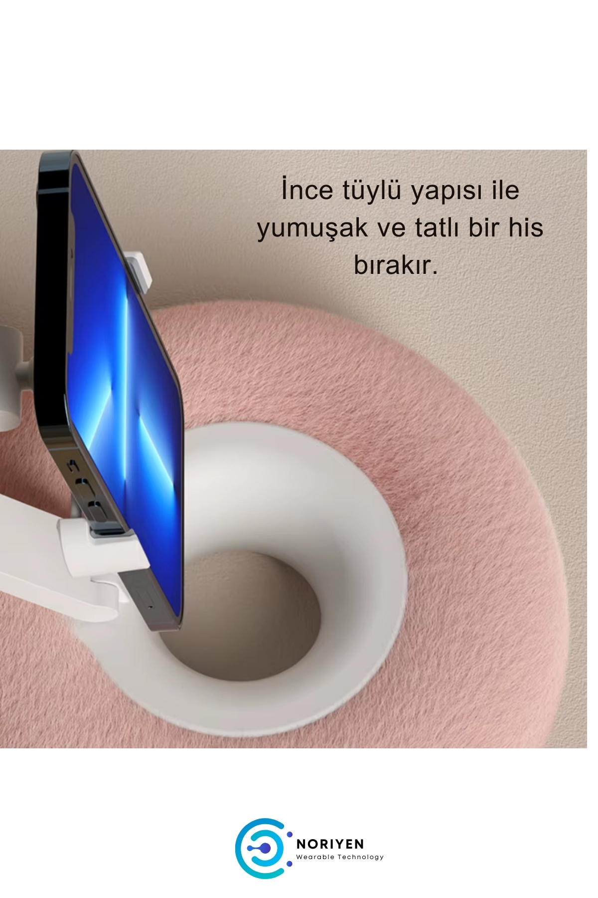Peluş Yastık 360 Derece Rotasyon Yükseklik ve Açı Ayarlanabilir Telefon & Tablet Tutucu Şık Stand