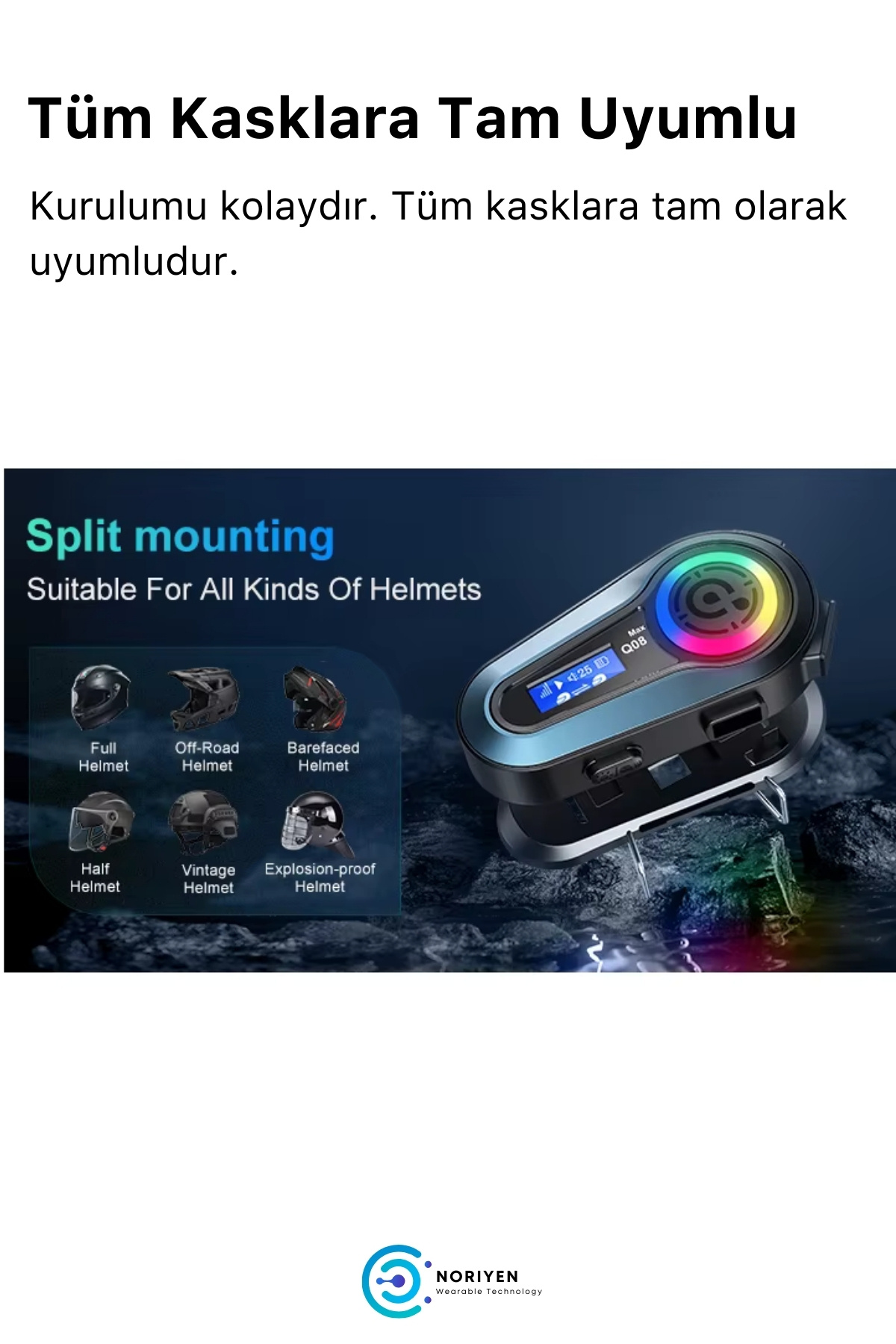 Yeni Nesil Motosiklet Kask Interkom Mikrofonlu Gürültü Engelleyici Q08 Max Bluetooth Kulaklık