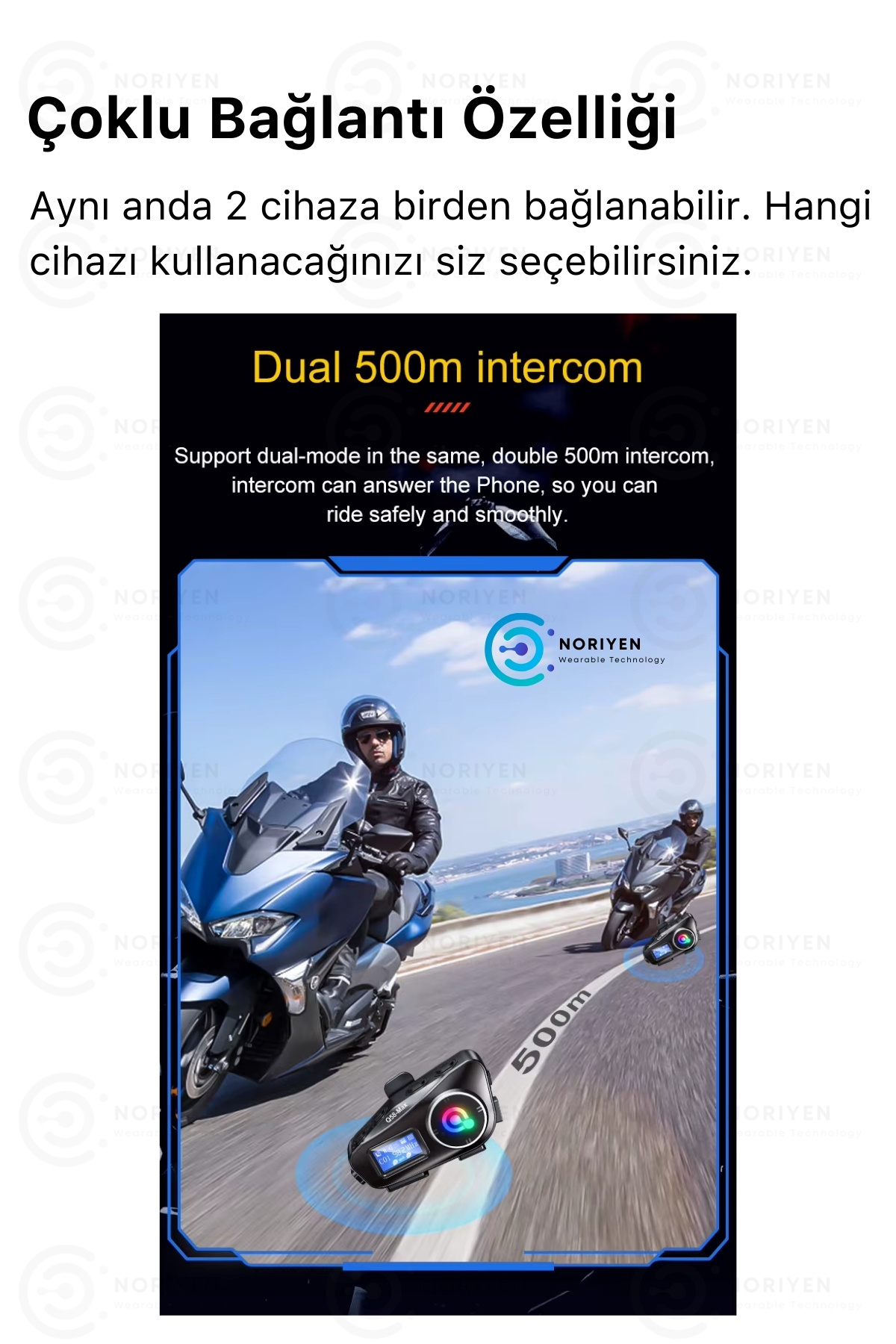 Yeni Nesil Motosiklet Kask Interkom Mikrofonlu Gürültü Engelleyici 500M Q58 Max Bluetooth Kulaklık