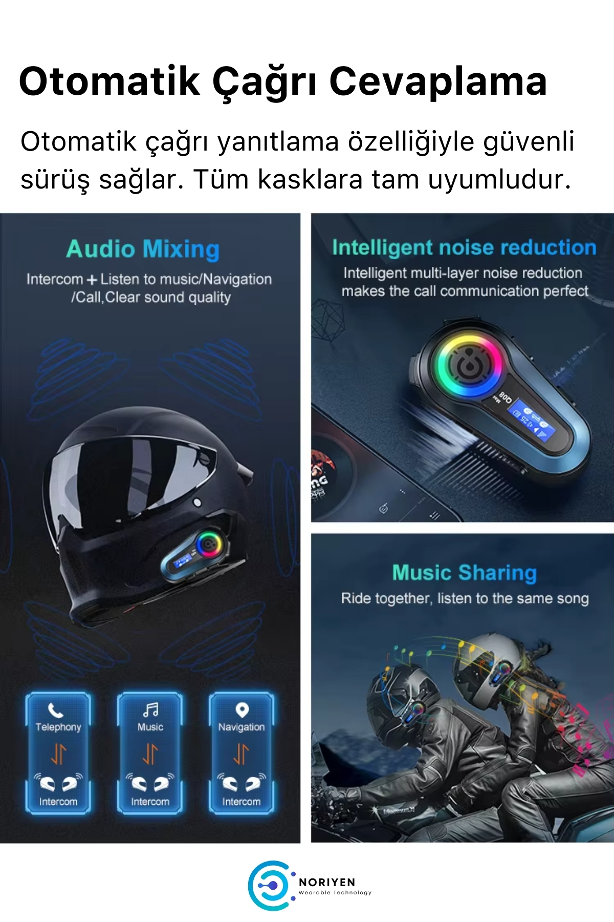 Yeni Nesil Motosiklet Kask Interkom Mikrofonlu Gürültü Engelleyici Q08 Max Bluetooth Kulaklık