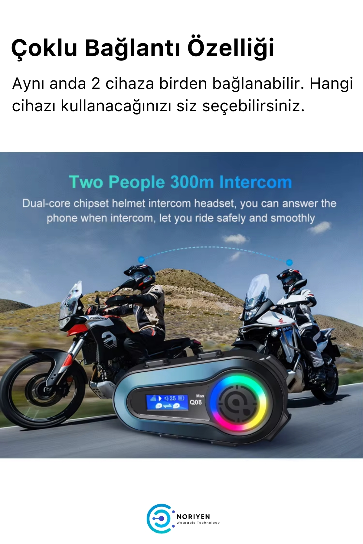 Yeni Nesil Motosiklet Kask Interkom Mikrofonlu Gürültü Engelleyici Q08 Max Bluetooth Kulaklık