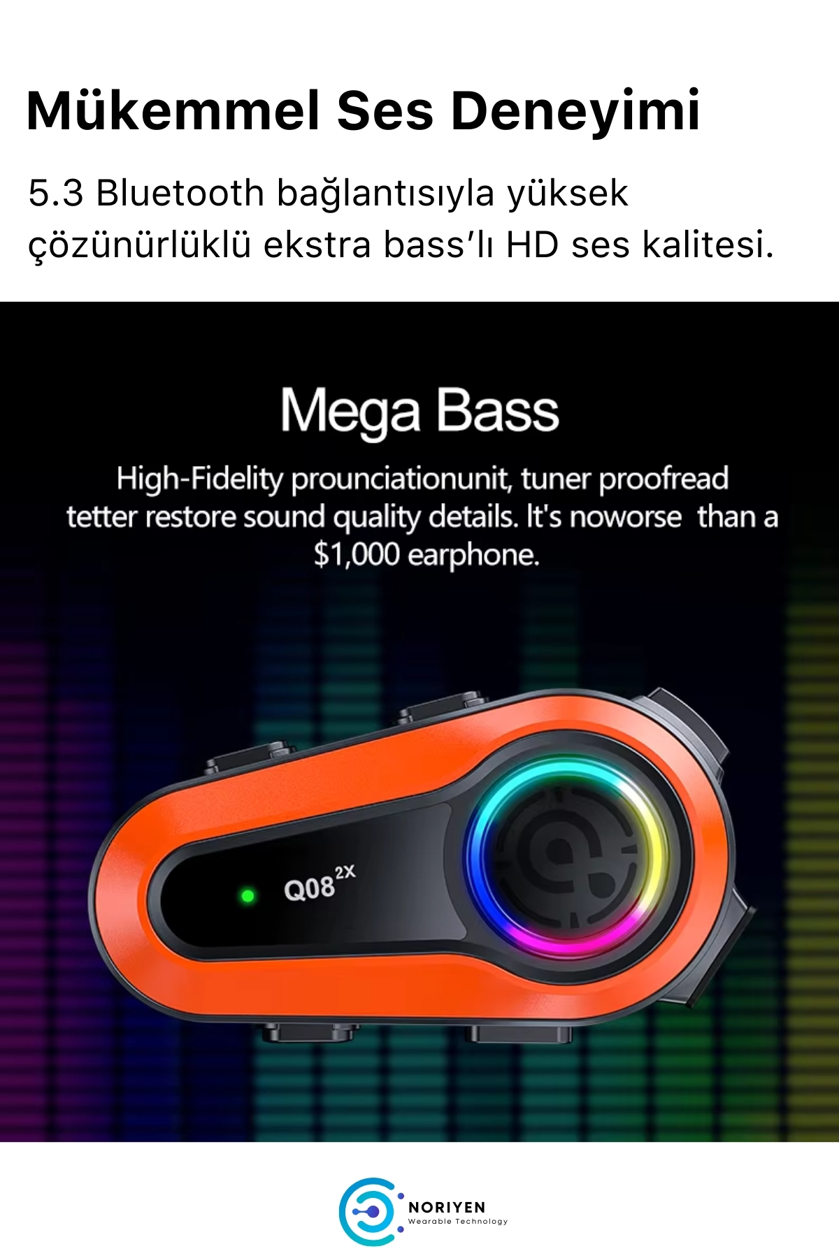 Yeni Nesil Motosiklet Kask Q08 2X 1000M Interkom Mikrofonlu Gürültü Engelleyici Bluetooth Kulaklık