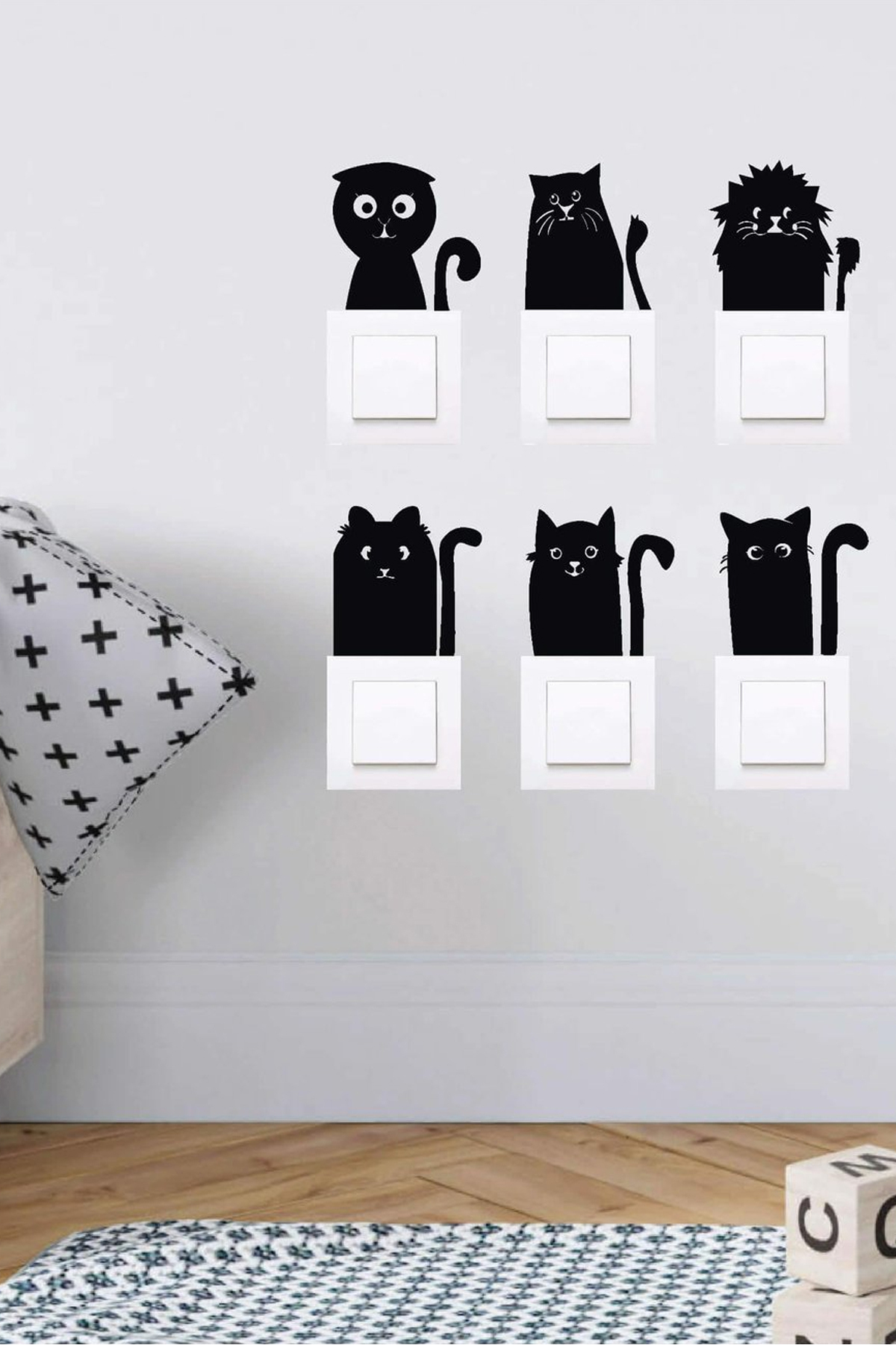 KT Decor 6'lı Kedi Priz Sticker Seti fotoğrafı 3 (önizleme)
