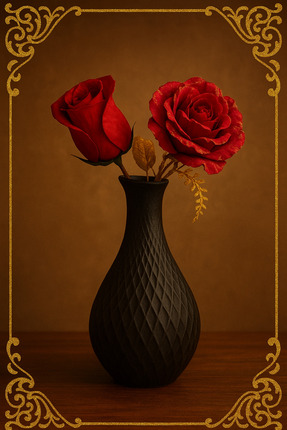 3DPROGA Modern Siyah Desenli Dekoratif Vazo - 18 cm | 3D Baskı Tasarım