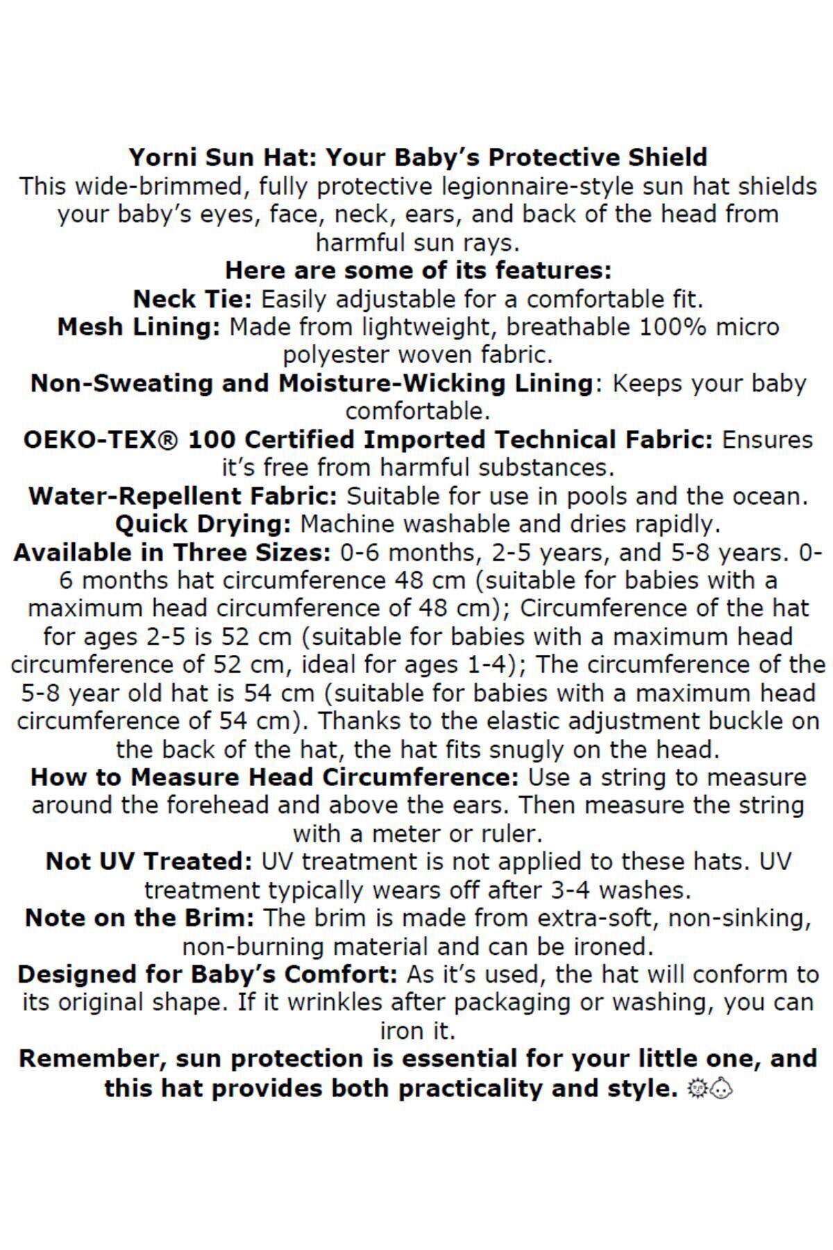 yorni Bej, Flap Lejyoner, Ense Korumalı, Boyundan Bağlamalı, Lastikli Ayar Tokalı, Çocuk Bebek Güneş Şapka fotoğrafı 7 (önizleme)