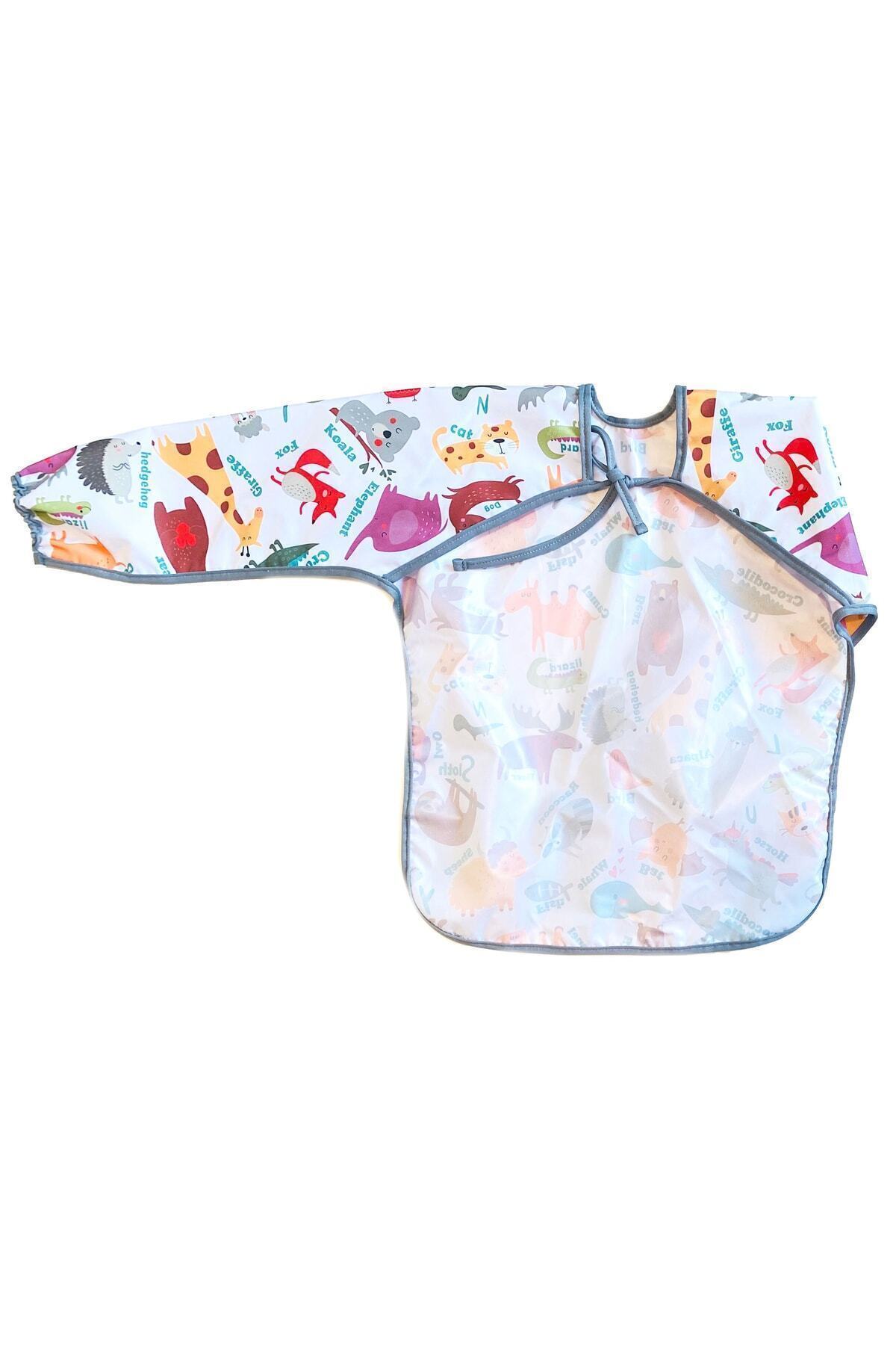 yorni Bağcıklı, 3-6 Yaş Zoo, Sıvı Geçirmez, Yıkanabilir, Uzun Kollu Boyundan Bağlamalı Bebek Mama Önlüğü fotoğrafı 3 (önizleme)