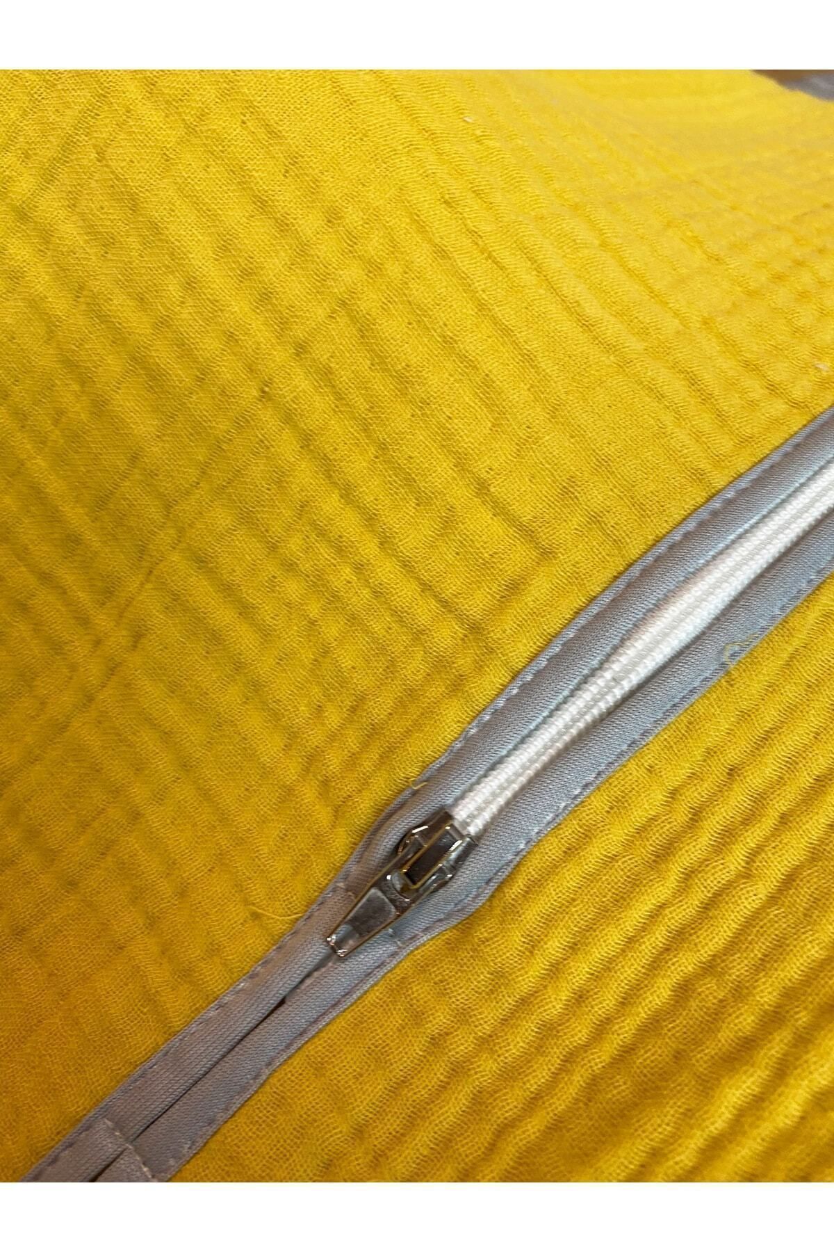 yorni Ürün Boyu 100cm, 18-36ay Yazlık Ve Mevsimlik, 4 Kat Müslin Kumaş, Bebek Torba Uyku Tulumu, Hardal fotoğrafı 4 (önizleme)