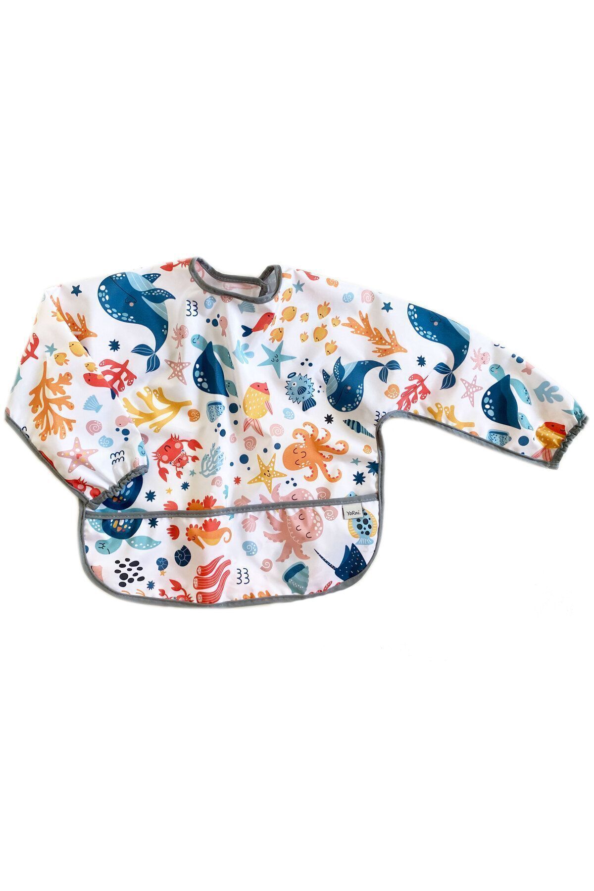 yorni Sea Desen, 6-24ay, Uzun Kollu, Sıvı Geçirmez, Cepli, Cırtlı Bebek Aktivite, Mama Önlüğü fotoğrafı 2 (önizleme)