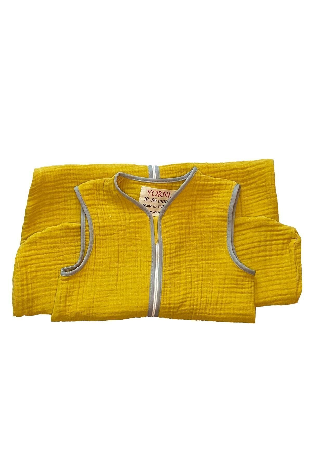 yorni Ürün Boyu 100cm, 18-36ay Yazlık Ve Mevsimlik, 4 Kat Müslin Kumaş, Bebek Torba Uyku Tulumu, Hardal fotoğrafı 2 (önizleme)